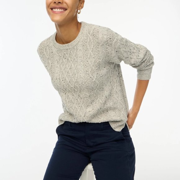 J. Crew Factory Sweaters - J Crew Factory NWT Fisherman Cable Crewneck Sweater Heather Gray size Medium
